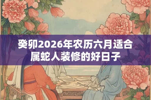 癸卯2026年农历六月适合属蛇人装修的好日子 癸卯2026年农历六月适合属蛇人装修的好日子