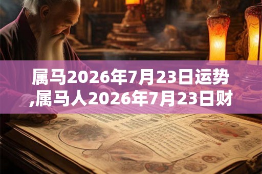属马2026年7月23日运势,属马人2026年7月23日财运,生肖马2026年7月23日运势