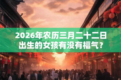2026年农历三月二十二日出生的女孩有没有福气？