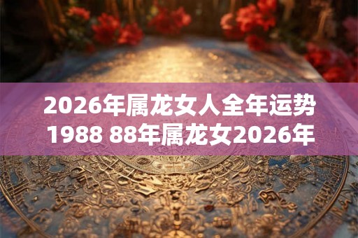 2026年属龙女人全年运势1988 88年属龙女2026年运势表现