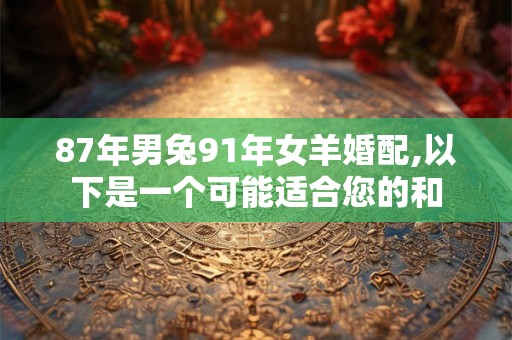 87年男兔91年女羊婚配,以下是一个可能适合您的和