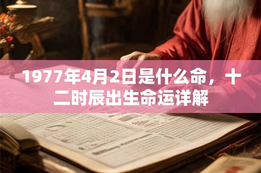 1977年4月2日是什么命，十二时辰出生命运详解