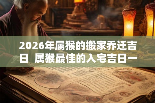 2026年属猴的搬家乔迁吉日  属猴最佳的入宅吉日一览表