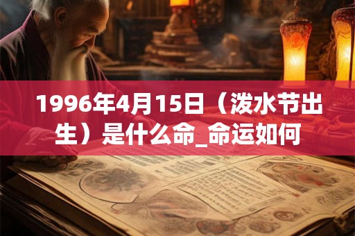 1996年4月15日（泼水节出生）是什么命_命运如何