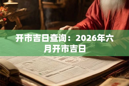 开市吉日查询：2026年六月开市吉日