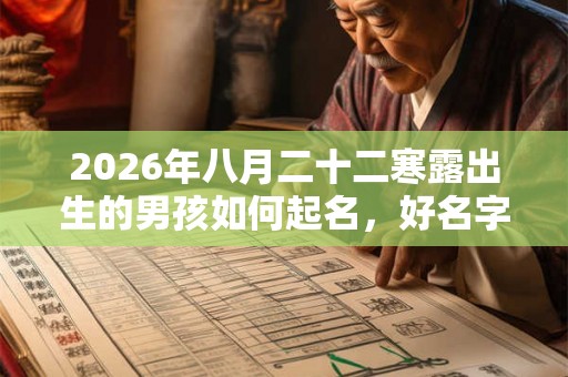 2026年八月二十二寒露出生的男孩如何起名，好名字推荐
