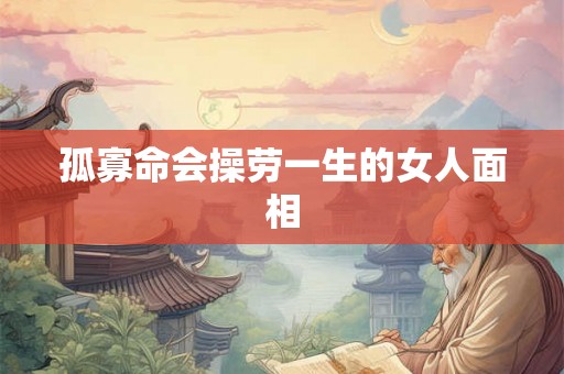孤寡命会操劳一生的女人面相