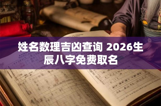 姓名数理吉凶查询 2026生辰八字免费取名