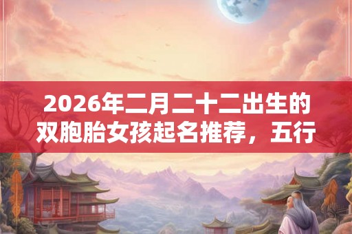2026年二月二十二出生的双胞胎女孩起名推荐，五行属什么