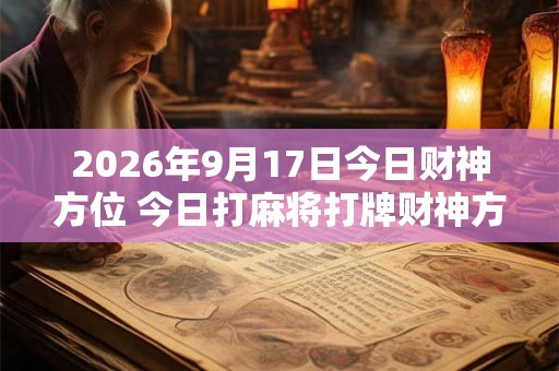 2026年9月17日今日财神方位 今日打麻将打牌财神方位