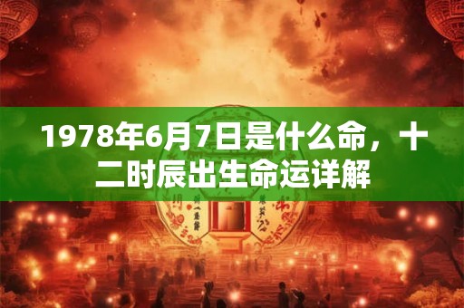 1978年6月7日是什么命，十二时辰出生命运详解