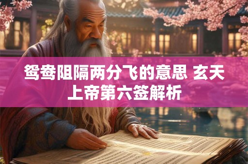 鸳鸯阻隔两分飞的意思 玄天上帝第六签解析