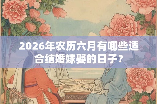 2026年农历六月有哪些适合结婚嫁娶的日子？