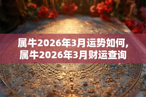 属牛2026年3月运势如何,属牛2026年3月财运查询