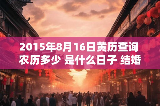 2015年8月16日黄历查询 农历多少 是什么日子 结婚吉时