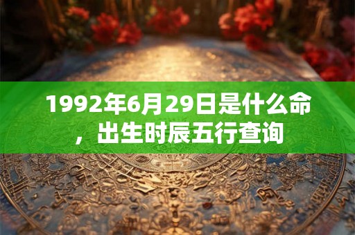1992年6月29日是什么命,出生时辰五行查询 1992年6月29日是什么命,出生时辰五行查询