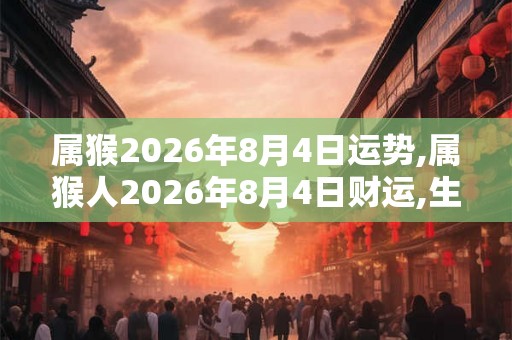属猴2026年8月4日运势,属猴人2026年8月4日财运,生肖猴2026年8月4日运势