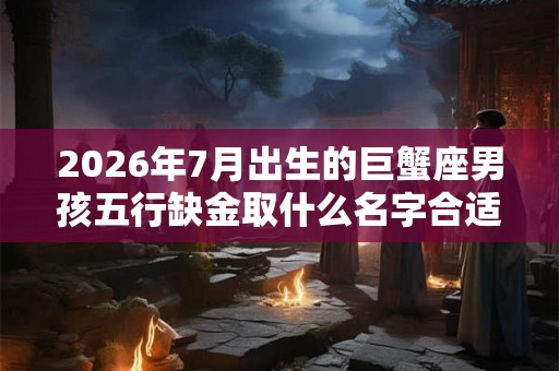 2026年7月出生的巨蟹座男孩五行缺金取什么名字合适