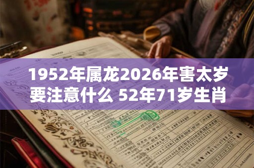 1952年属龙2026年害太岁要注意什么 52年71岁生肖龙逢马年运势如何