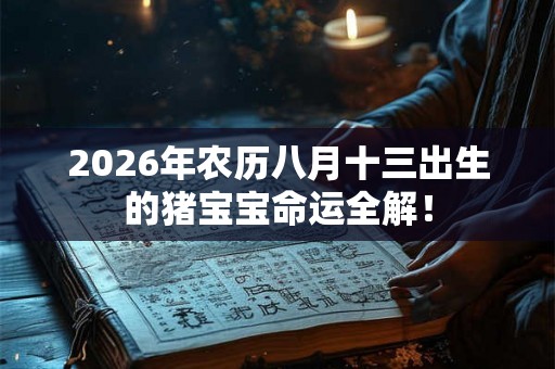 2026年农历八月十三出生的猪宝宝命运全解！