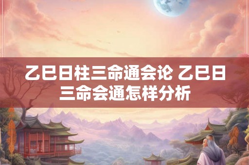 乙巳日柱三命通会论 乙巳日三命会通怎样分析