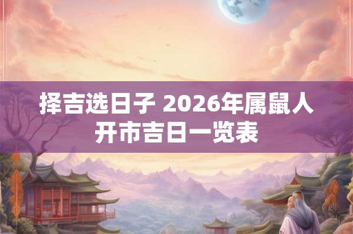 择吉选日子 2026年属鼠人开市吉日一览表