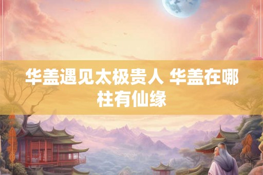 华盖遇见太极贵人 华盖在哪柱有仙缘