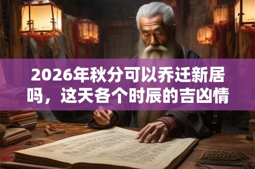 2026年秋分可以乔迁新居吗，这天各个时辰的吉凶情况