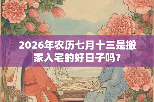 2026年农历七月十三是搬家入宅的好日子吗？