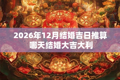 2026年12月结婚吉日推算 哪天结婚大吉大利