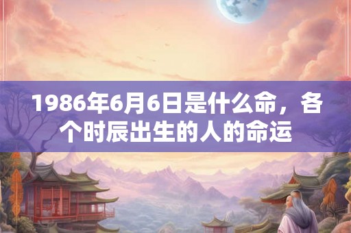 1986年6月6日是什么命,各个时辰出生的人的命运 1986年6月6日是什么命,各个时辰出生的人的命运