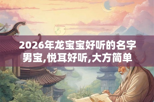 2026年龙宝宝好听的名字男宝,悦耳好听,大方简单