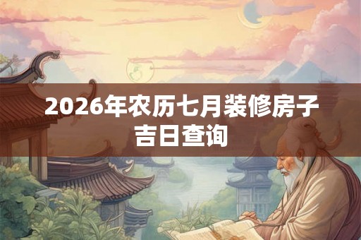 2026年农历七月装修房子吉日查询
