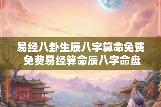 易经八卦生辰八字算命免费 免费易经算命辰八字命盘如何解读