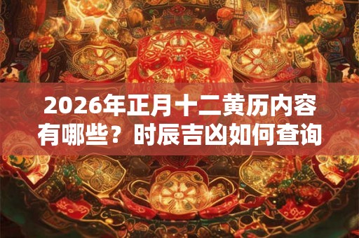 2026年正月十二黄历内容有哪些?时辰吉凶如何查询? 2026年正月十二黄历内容有哪些?时辰吉凶如何查询?
