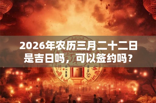 2026年农历三月二十二日是吉日吗，可以签约吗？