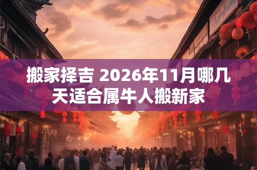搬家择吉 2026年11月哪几天适合属牛人搬新家