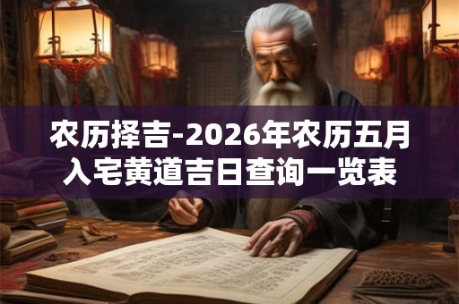 农历择吉-2026年农历五月入宅黄道吉日查询一览表