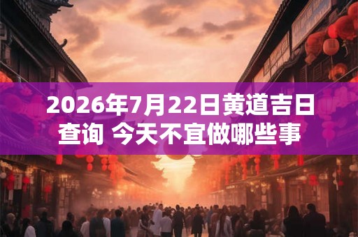 2026年7月22日黄道吉日查询 今天不宜做哪些事