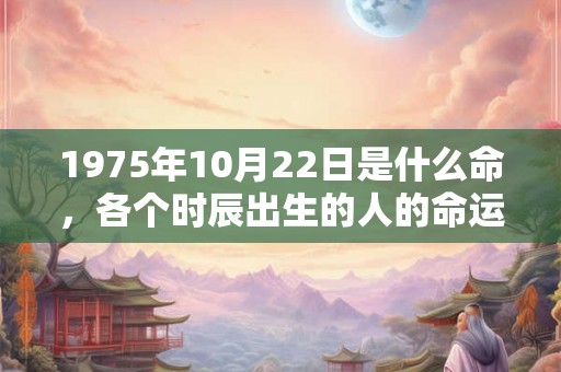 1975年10月22日是什么命，各个时辰出生的人的命运