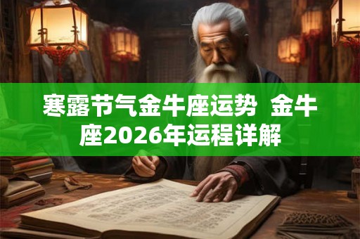 寒露节气金牛座运势 金牛座2026年运程详解 寒露节气金牛座运势 金牛座2026年运程详解