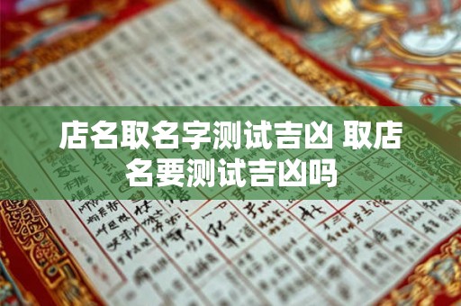 店名取名字测试吉凶 取店名要测试吉凶吗