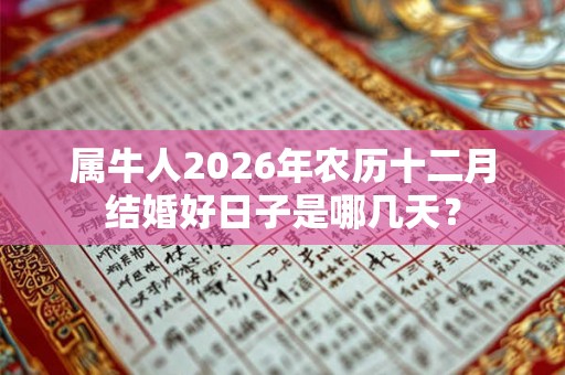 属牛人2026年农历十二月结婚好日子是哪几天? 属牛人2026年农历十二月结婚好日子是哪几天?