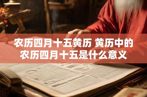 农历四月十五黄历 黄历中的农历四月十五是什么意义
