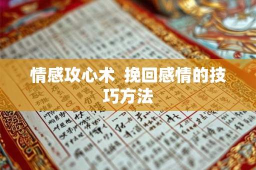 情感攻心术 挽回感情的技巧方法 情感攻心术 挽回感情的技巧方法