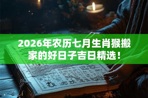 2026年农历七月生肖猴搬家的好日子吉日精选！