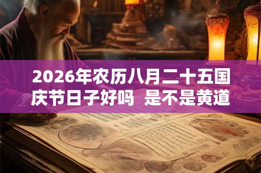 2026年农历八月二十五国庆节日子好吗  是不是黄道吉日