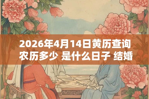 2026年4月14日黄历查询 农历多少 是什么日子 结婚吉时 2026年4月14日黄历查询 农历多少 是什么日子 结婚吉时