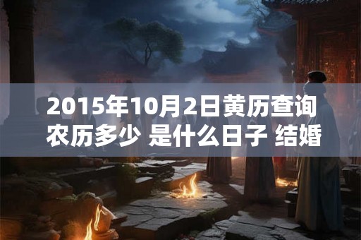 2015年10月2日黄历查询 农历多少 是什么日子 结婚吉时 2015年10月2日黄历查询 农历多少 是什么日子 结婚吉时