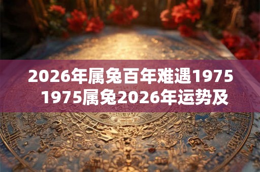 2026年属兔百年难遇1975  1975属兔2026年运势及运程